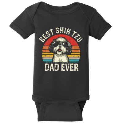 Best Shih Tzu Dad Ever Fathers Day Vintage Shih Tzu Dog Baby Bodysuit