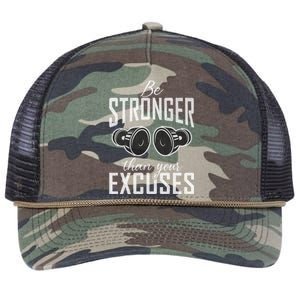 Be Stronger Than Your Excuses Gym Workout Bodybuilding Gift Retro Rope Trucker Hat Cap