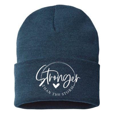 Be Stronger Than The Storm Inspirational Sustainable Knit Beanie