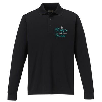 Be Stronger Than Your Excuses Hooded Cool Gift Performance Long Sleeve Polo