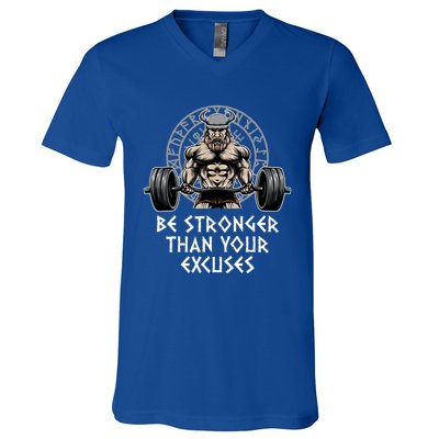 Be Stronger Than Your Excuses Workout Motivational Quote Gym Gift V-Neck T-Shirt