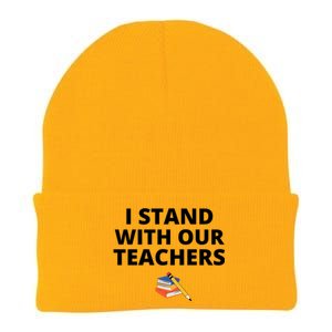 I Stand With Our Teachers support teacher & Stand Against Book Banning! Knit Cap Winter Beanie