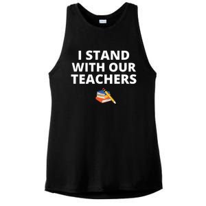 I Stand With Our Teachers support teacher & Stand Against Book Banning! Ladies PosiCharge Tri-Blend Wicking Tank