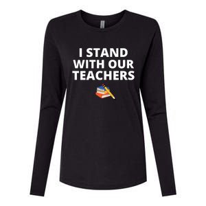 I Stand With Our Teachers support teacher & Stand Against Book Banning! Womens Cotton Relaxed Long Sleeve T-Shirt