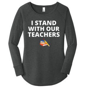 I Stand With Our Teachers support teacher & Stand Against Book Banning! Women's Perfect Tri Tunic Long Sleeve Shirt