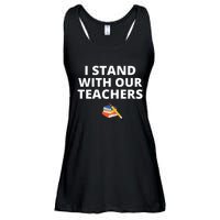 I Stand With Our Teachers support teacher & Stand Against Book Banning! Ladies Essential Flowy Tank