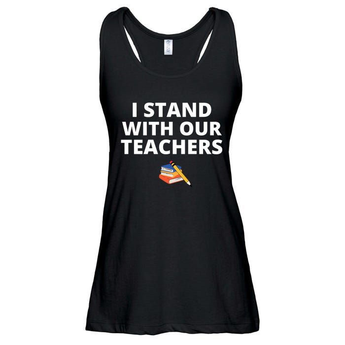 I Stand With Our Teachers support teacher & Stand Against Book Banning! Ladies Essential Flowy Tank