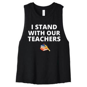 I Stand With Our Teachers support teacher & Stand Against Book Banning! Women's Racerback Cropped Tank