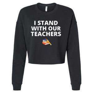 I Stand With Our Teachers support teacher & Stand Against Book Banning! Cropped Pullover Crew