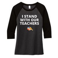 I Stand With Our Teachers support teacher & Stand Against Book Banning! Women's Tri-Blend 3/4-Sleeve Raglan Shirt