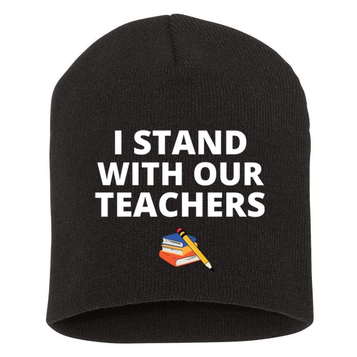 I Stand With Our Teachers support teacher & Stand Against Book Banning! Short Acrylic Beanie