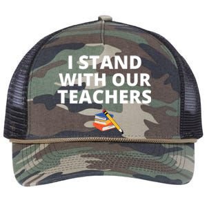 I Stand With Our Teachers support teacher & Stand Against Book Banning! Retro Rope Trucker Hat Cap