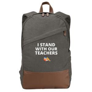 I Stand With Our Teachers support teacher & Stand Against Book Banning! Cotton Canvas Backpack