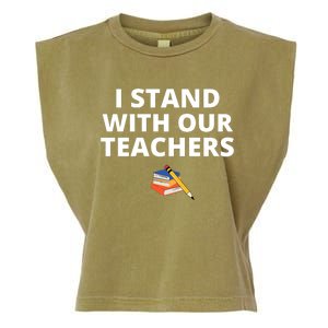 I Stand With Our Teachers support teacher & Stand Against Book Banning! Garment-Dyed Women's Muscle Tee