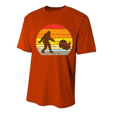 Bigfoot Sasquatch Turkey Sunset Retro Thanksgiving Day Gift Performance Sprint T-Shirt