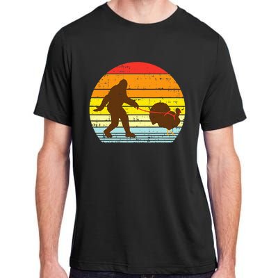 Bigfoot Sasquatch Turkey Sunset Retro Thanksgiving Day Gift Adult ChromaSoft Performance T-Shirt