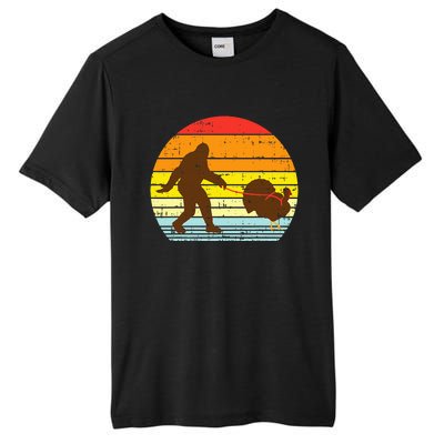 Bigfoot Sasquatch Turkey Sunset Retro Thanksgiving Day Gift Tall Fusion ChromaSoft Performance T-Shirt