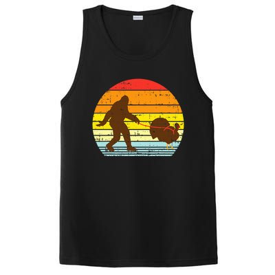 Bigfoot Sasquatch Turkey Sunset Retro Thanksgiving Day Gift PosiCharge Competitor Tank