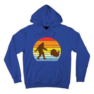 Bigfoot Sasquatch Turkey Sunset Retro Thanksgiving Day Gift Hoodie