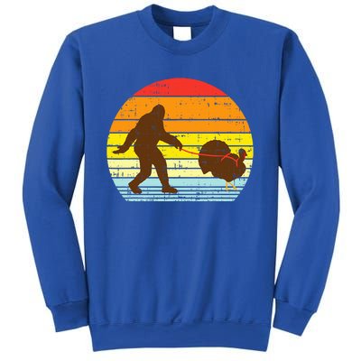 Bigfoot Sasquatch Turkey Sunset Retro Thanksgiving Day Gift Sweatshirt