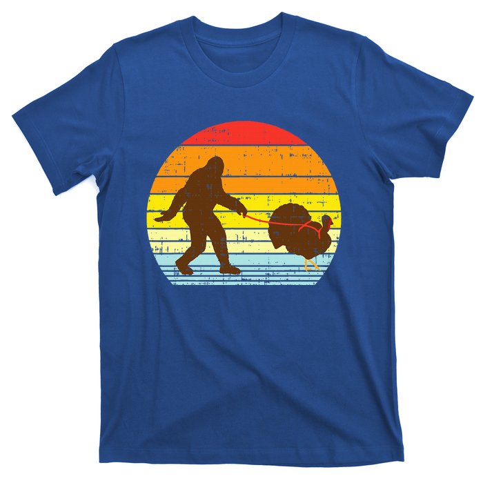 Bigfoot Sasquatch Turkey Sunset Retro Thanksgiving Day Gift T-Shirt