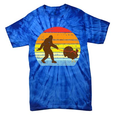 Bigfoot Sasquatch Turkey Sunset Retro Thanksgiving Day Gift Tie-Dye T-Shirt