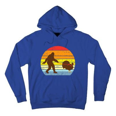 Bigfoot Sasquatch Turkey Sunset Retro Thanksgiving Day Gift Tall Hoodie