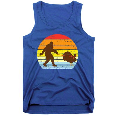 Bigfoot Sasquatch Turkey Sunset Retro Thanksgiving Day Gift Tank Top