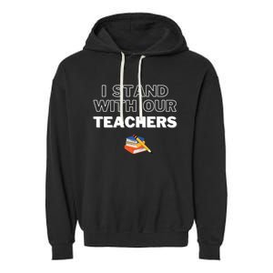 I Stand With Our Teachers support teacher & Stand Against Book Banning! Garment-Dyed Fleece Hoodie