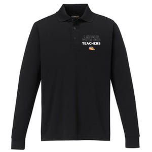 I Stand With Our Teachers support teacher & Stand Against Book Banning! Performance Long Sleeve Polo