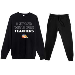 I Stand With Our Teachers support teacher & Stand Against Book Banning! Premium Crewneck Sweatsuit Set