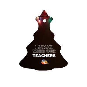 I Stand With Our Teachers support teacher & Stand Against Book Banning! Ceramic Tree Ornament