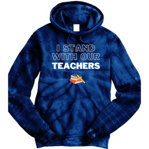 I Stand With Our Teachers support teacher & Stand Against Book Banning! Tie Dye Hoodie