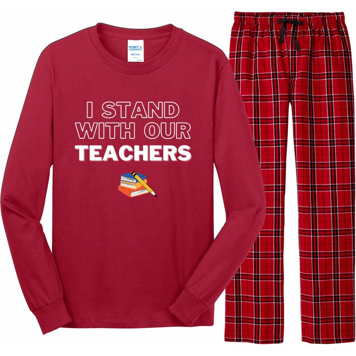 I Stand With Our Teachers support teacher & Stand Against Book Banning! Long Sleeve Pajama Set