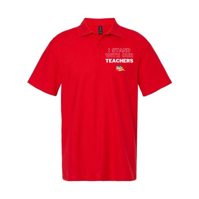 I Stand With Our Teachers support teacher & Stand Against Book Banning! Softstyle Adult Sport Polo