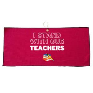 I Stand With Our Teachers support teacher & Stand Against Book Banning! Large Microfiber Waffle Golf Towel