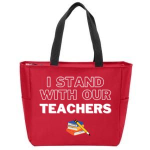 I Stand With Our Teachers support teacher & Stand Against Book Banning! Zip Tote Bag