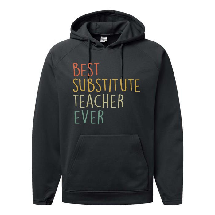 Best Substitute Teacher Ever Cool Vintage Christmas Gift Performance Fleece Hoodie