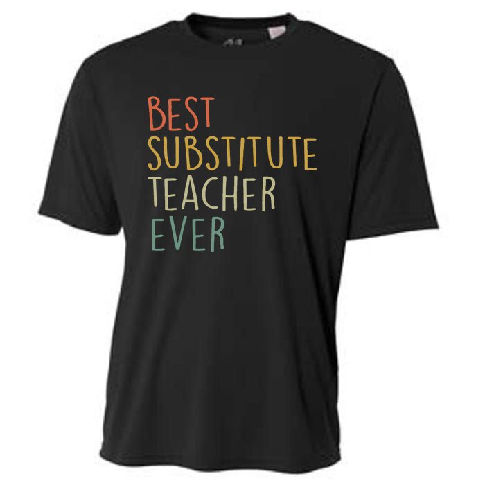 Best Substitute Teacher Ever Cool Vintage Christmas Gift Cooling Performance Crew T-Shirt