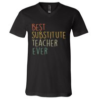 Best Substitute Teacher Ever Cool Vintage Christmas Gift V-Neck T-Shirt