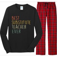 Best Substitute Teacher Ever Cool Vintage Christmas Gift Long Sleeve Pajama Set