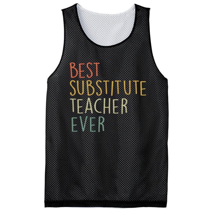 Best Substitute Teacher Ever Cool Vintage Christmas Gift Mesh Reversible Basketball Jersey Tank