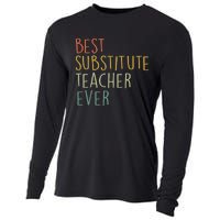 Best Substitute Teacher Ever Cool Vintage Christmas Gift Cooling Performance Long Sleeve Crew