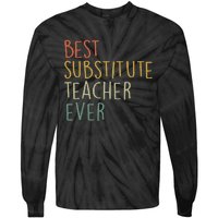 Best Substitute Teacher Ever Cool Vintage Christmas Gift Tie-Dye Long Sleeve Shirt