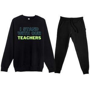 I Stand With Our Teachers support teacher & Stand Against Book Banning! Premium Crewneck Sweatsuit Set