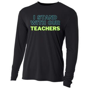 I Stand With Our Teachers support teacher & Stand Against Book Banning! Cooling Performance Long Sleeve Crew