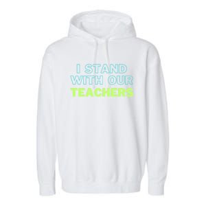 I Stand With Our Teachers support teacher & Stand Against Book Banning! Garment-Dyed Fleece Hoodie