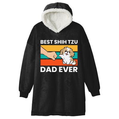 Best Shih Tzu Dad Ever Funny Shih Tzu Hooded Wearable Blanket