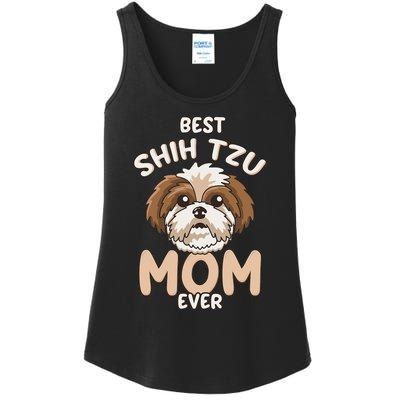 Best Shih Tzu Mom Ever Funny & Cute Toy Dog Mama Ladies Essential Tank