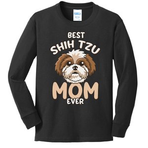 Best Shih Tzu Mom Ever Funny & Cute Toy Dog Mama Kids Long Sleeve Shirt